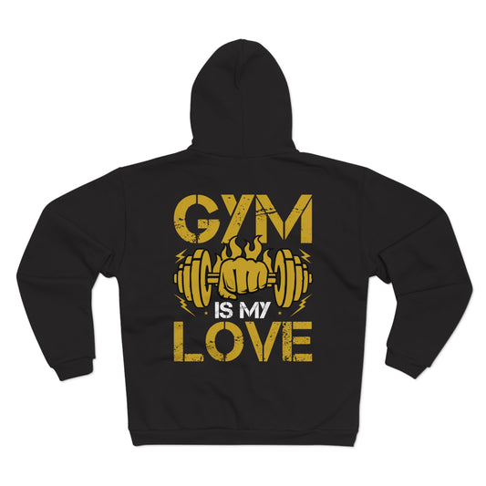 Gym Love Unisex Hooded Zip Sweatshirt - Perfect for Fitness Enthusiasts