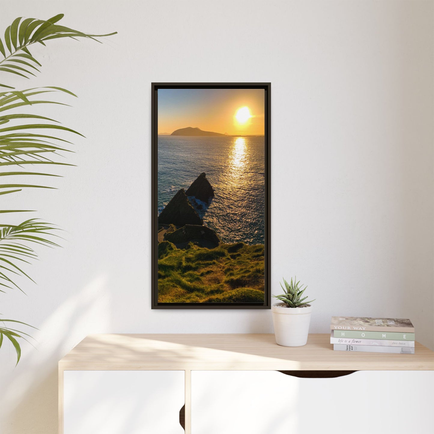 Dunquin Pier Sunset 2 Matte Canvas, Framed (Multi-color)