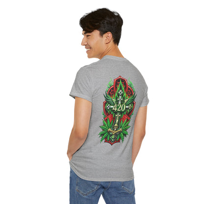 420 Cannabis Shield T-Shirt – Marijuana Leaf Stoner Graphic Tee