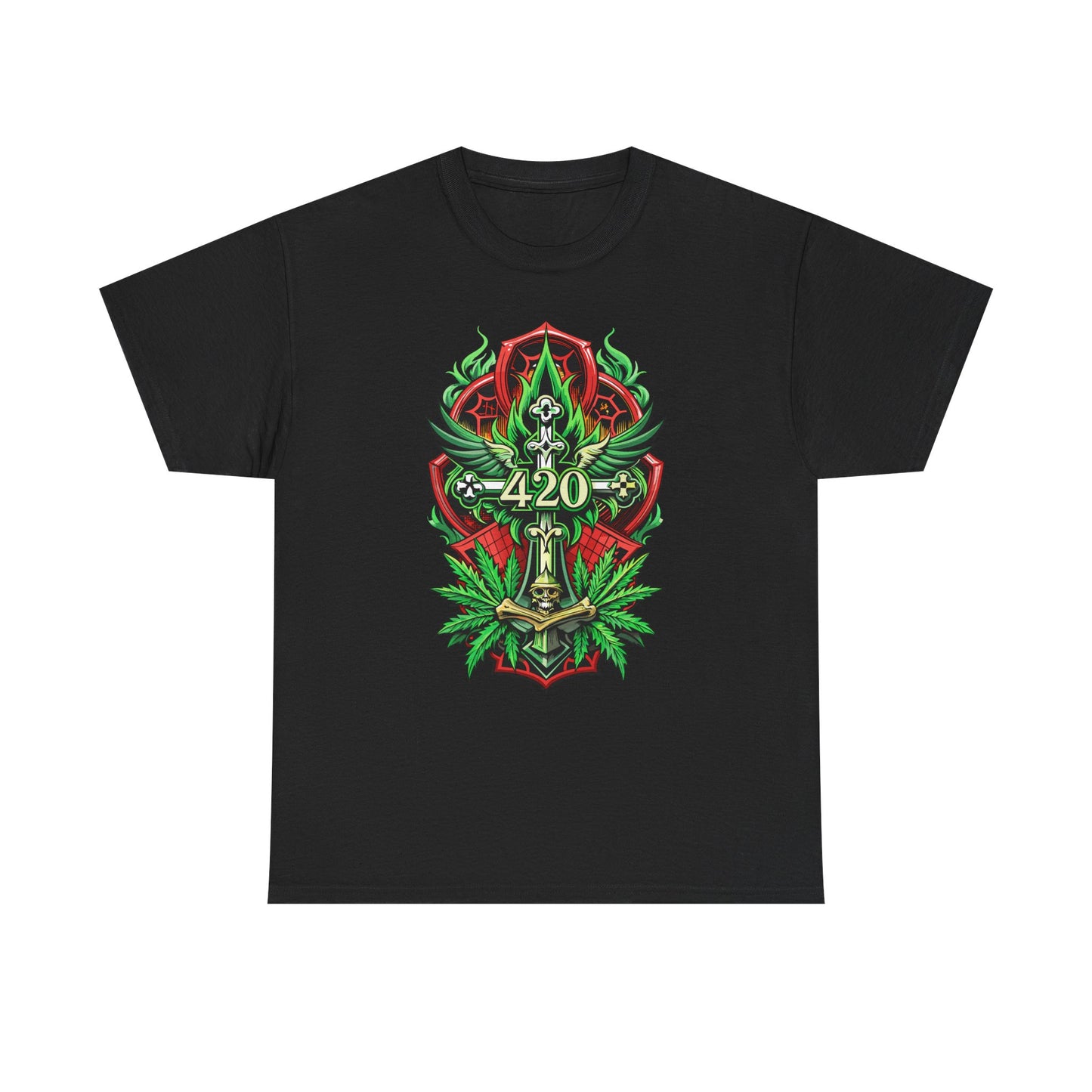 420 Cannabis Shield T-Shirt – Marijuana Leaf Stoner Graphic Tee