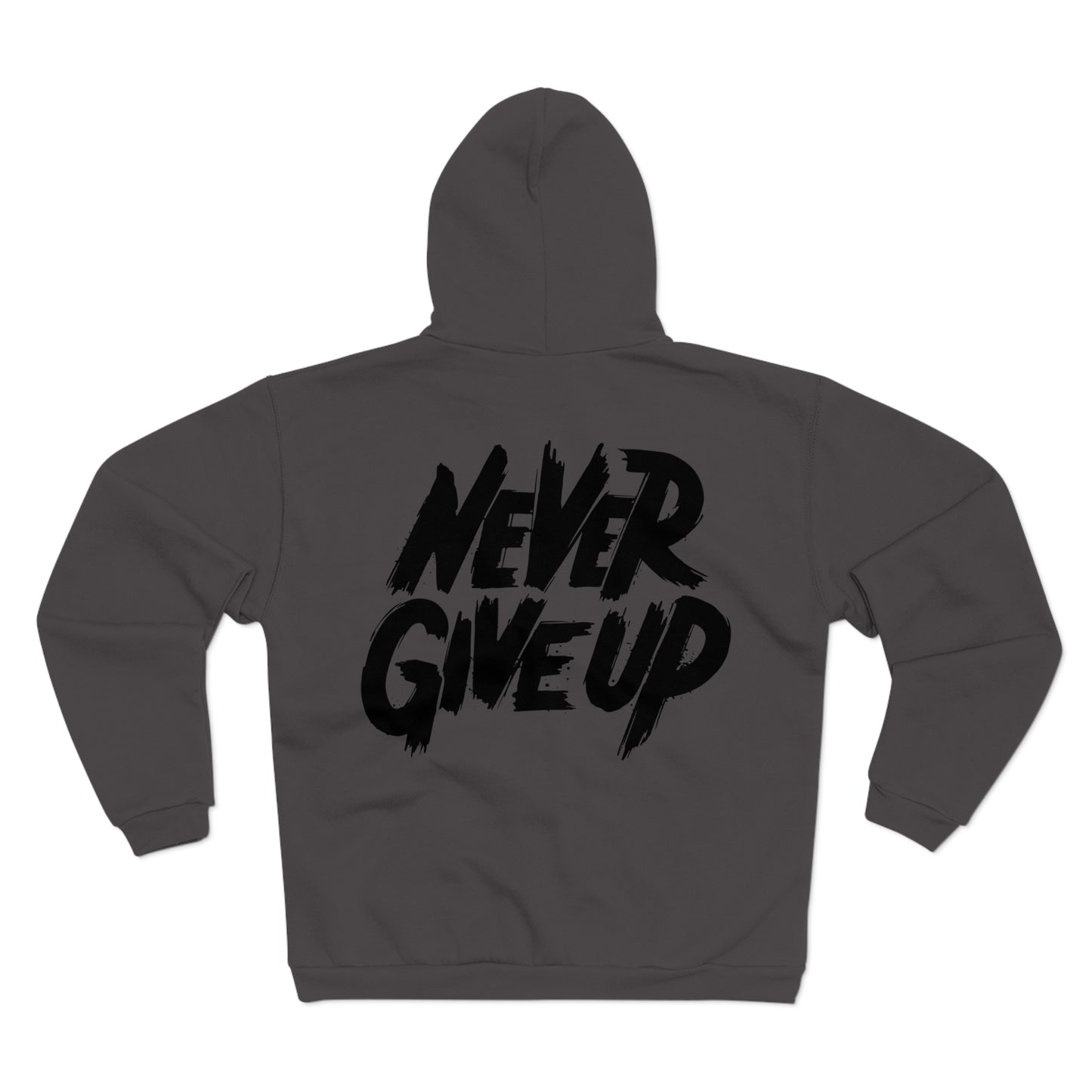 Motivational Unisex Hooded Zip Sweatshirt - 'Never Give Up'