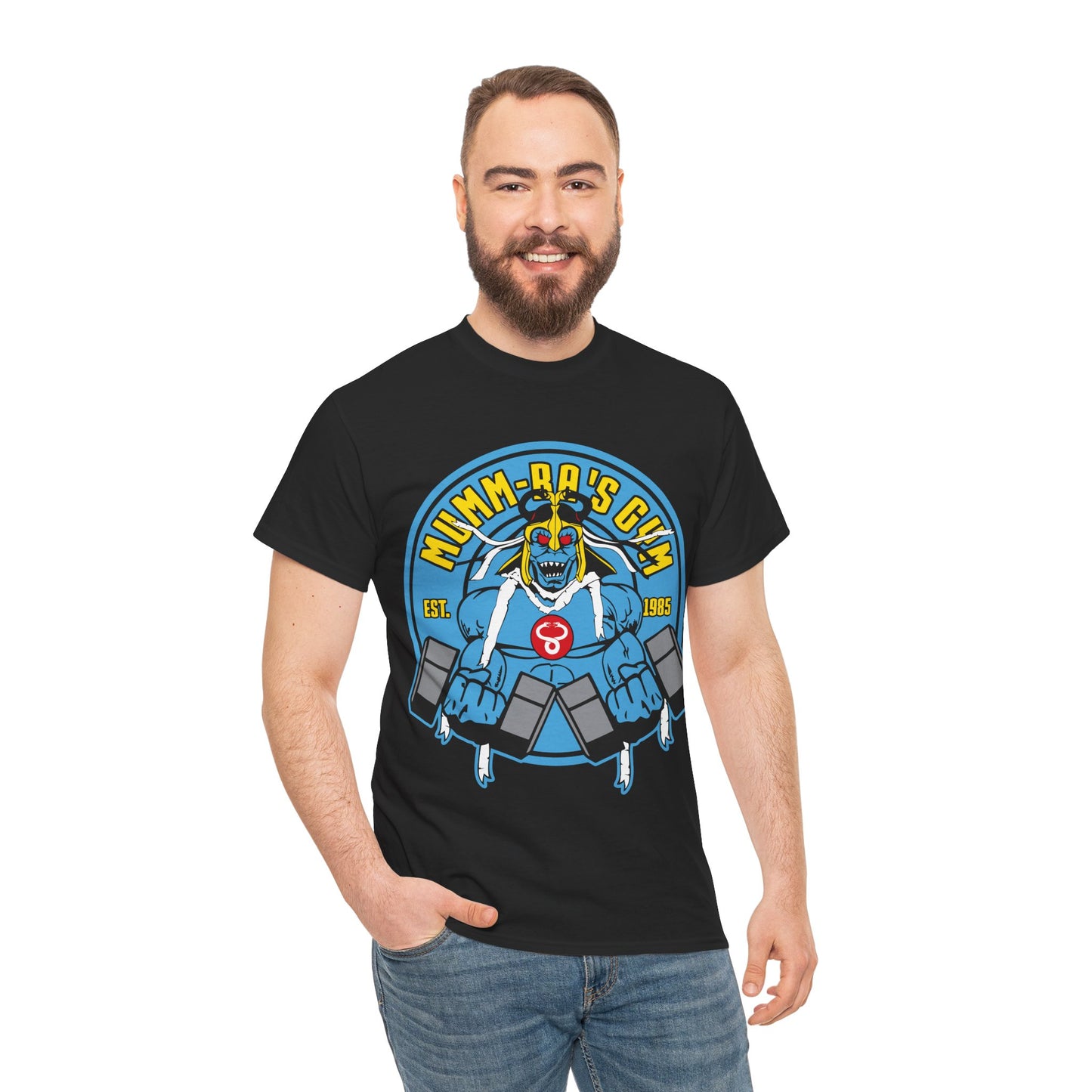 Vintage Gym Monster Unisex Heavy Cotton Tee - Retro Fitness T-Shirt Black