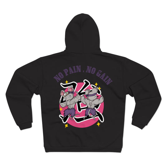 "No Pain No Gain"  Unisex Hooded Zip Sweatshirt - Motivational Fitness Hoodie for Gym Lovers