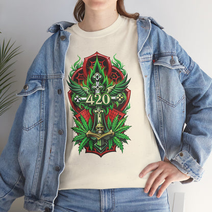 420 Cannabis Shield T-Shirt – Marijuana Leaf Stoner Graphic Tee