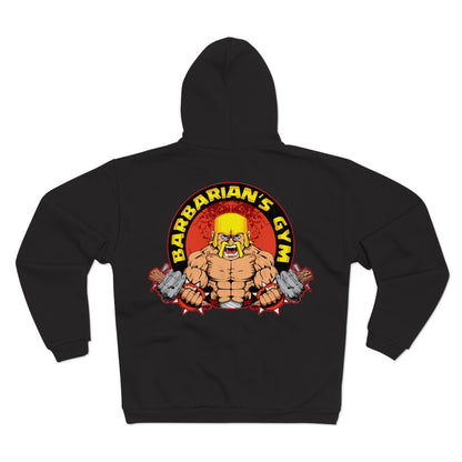 Barbarian's Gym  Unisex Hooded Zip Sweatshirt for Gym Lovers Black