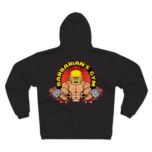 Barbarian's Gym  Unisex Hooded Zip Sweatshirt for Gym Lovers Black