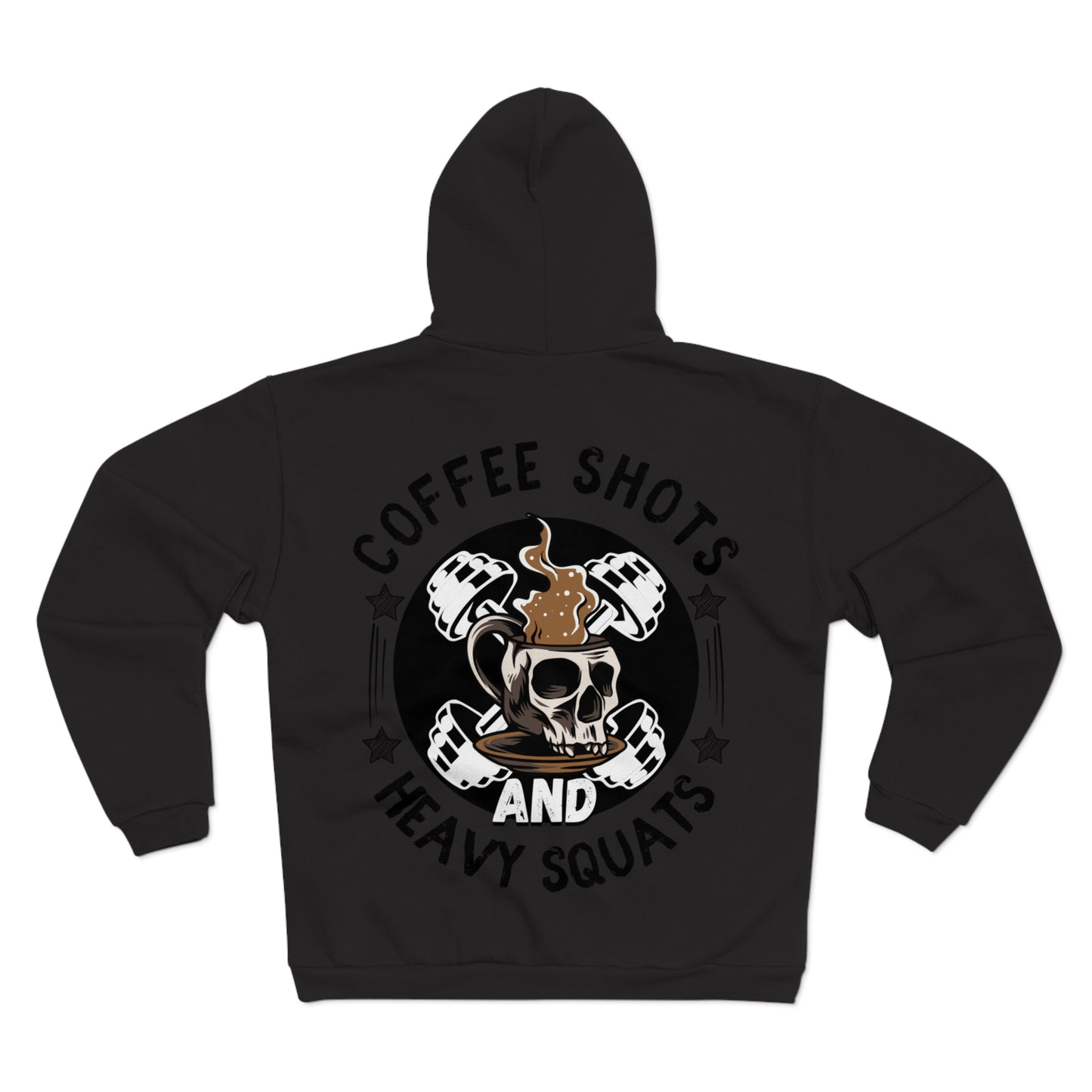 Funny Coffee and Heavy Squats Unisex Hooded Zip Sweatshirt - Perfect for Fitness Enthusiasts