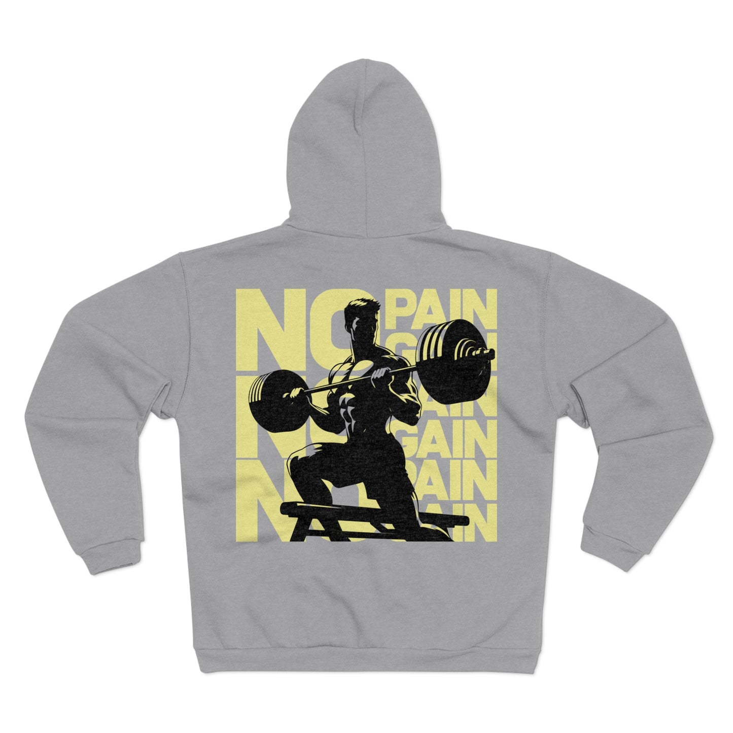 Motivational Gym Zip Hoodie - 'No Pain No Gain' - Unisex Fitness Sweatshirt