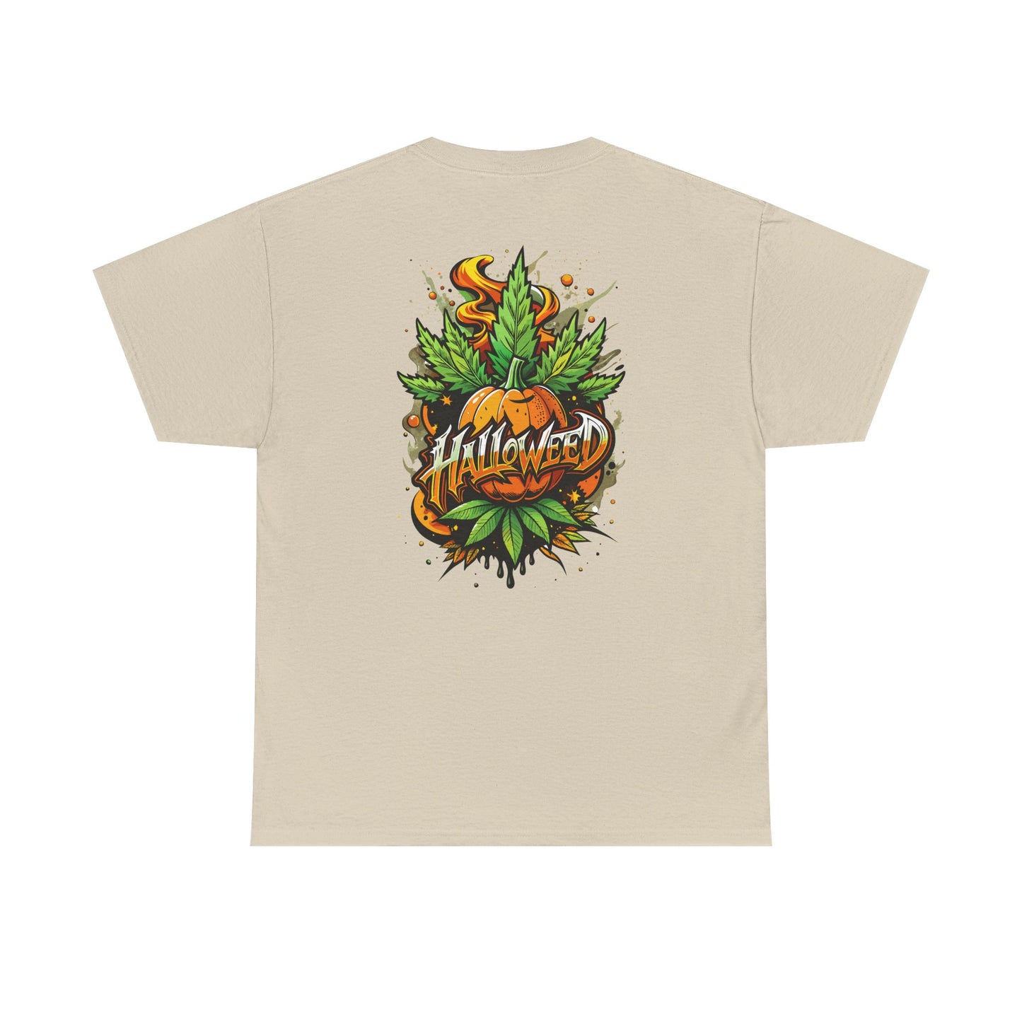 Hallowed Harvest Tee — Halloween Mask & Pumpkin Graphic T-Shirt