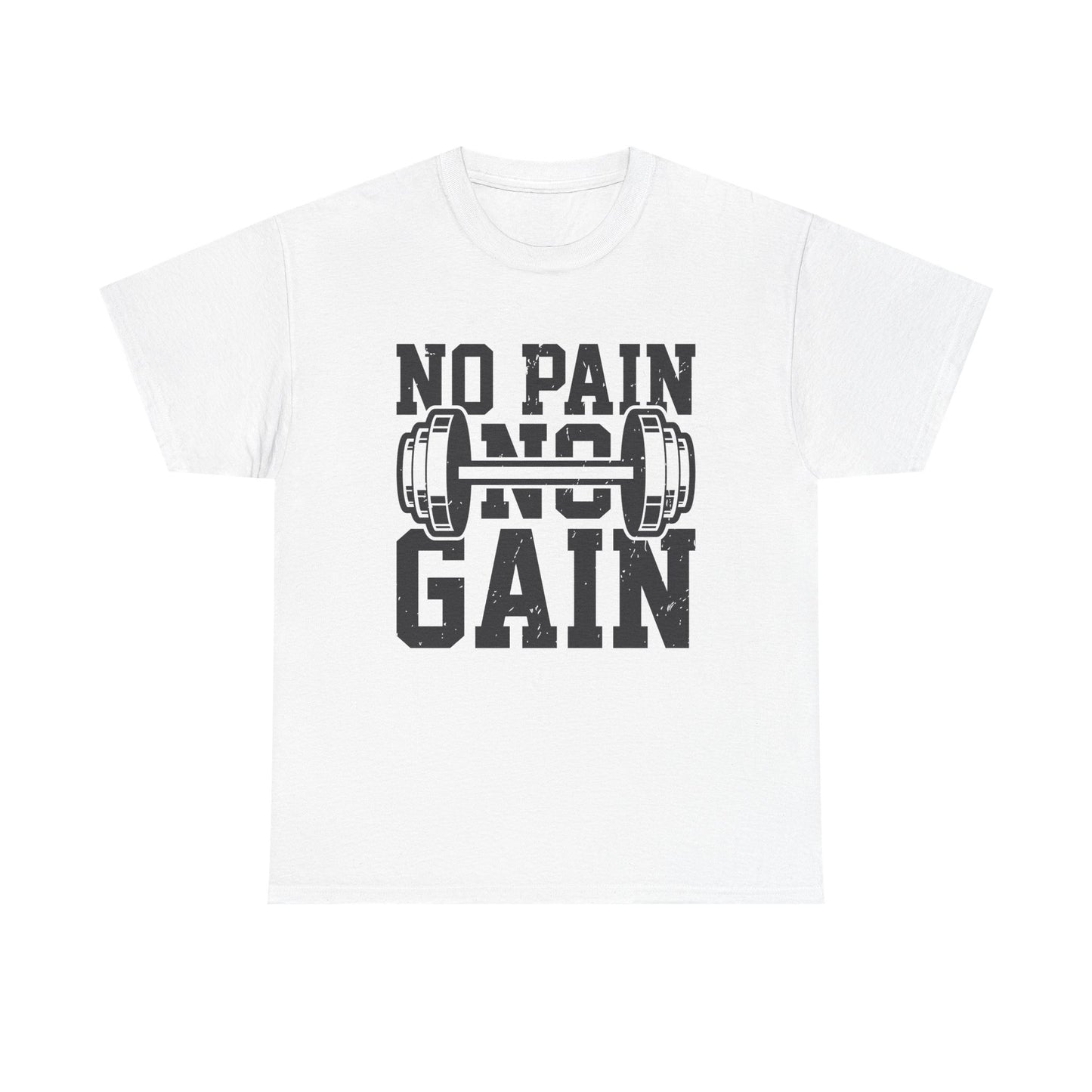 No Pain No Gain Workout Tee - Unisex Heavy Cotton T-Shirt for Fitness Enthusiasts
