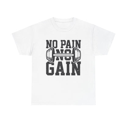 No Pain No Gain Workout Tee - Unisex Heavy Cotton T-Shirt for Fitness Enthusiasts