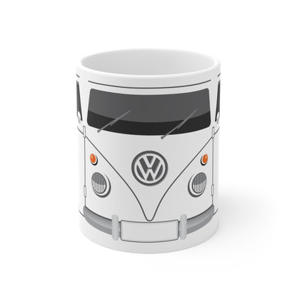 Vintage VW Bus Ceramic Coffee Mug - 11oz & 15oz - Perfect for Auto Enthusiasts White