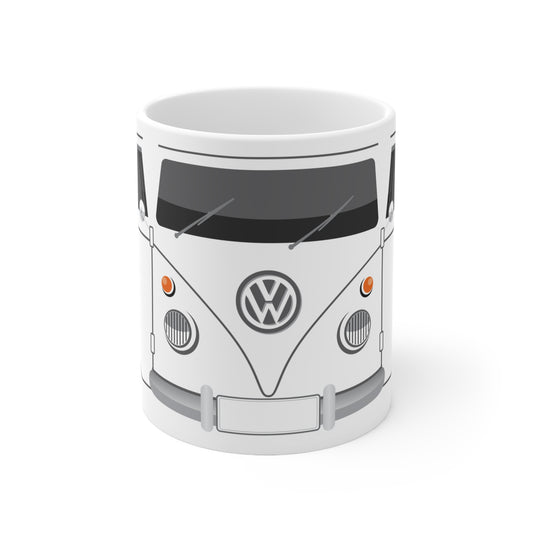 Vintage VW Bus Ceramic Coffee Mug - 11oz & 15oz - Perfect for Auto Enthusiasts White