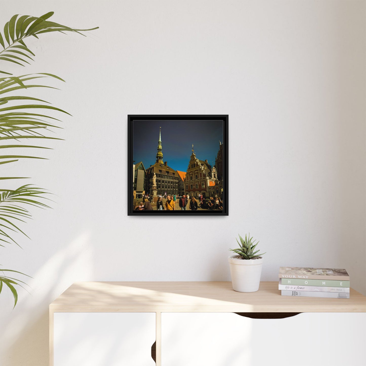 Riga Old Town Matte Canvas, Framed (Multi-color)