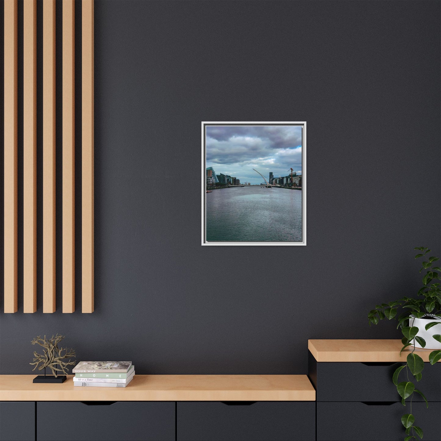 Samuel Beckett Bridge Matte Canvas, Framed (Multi-color)