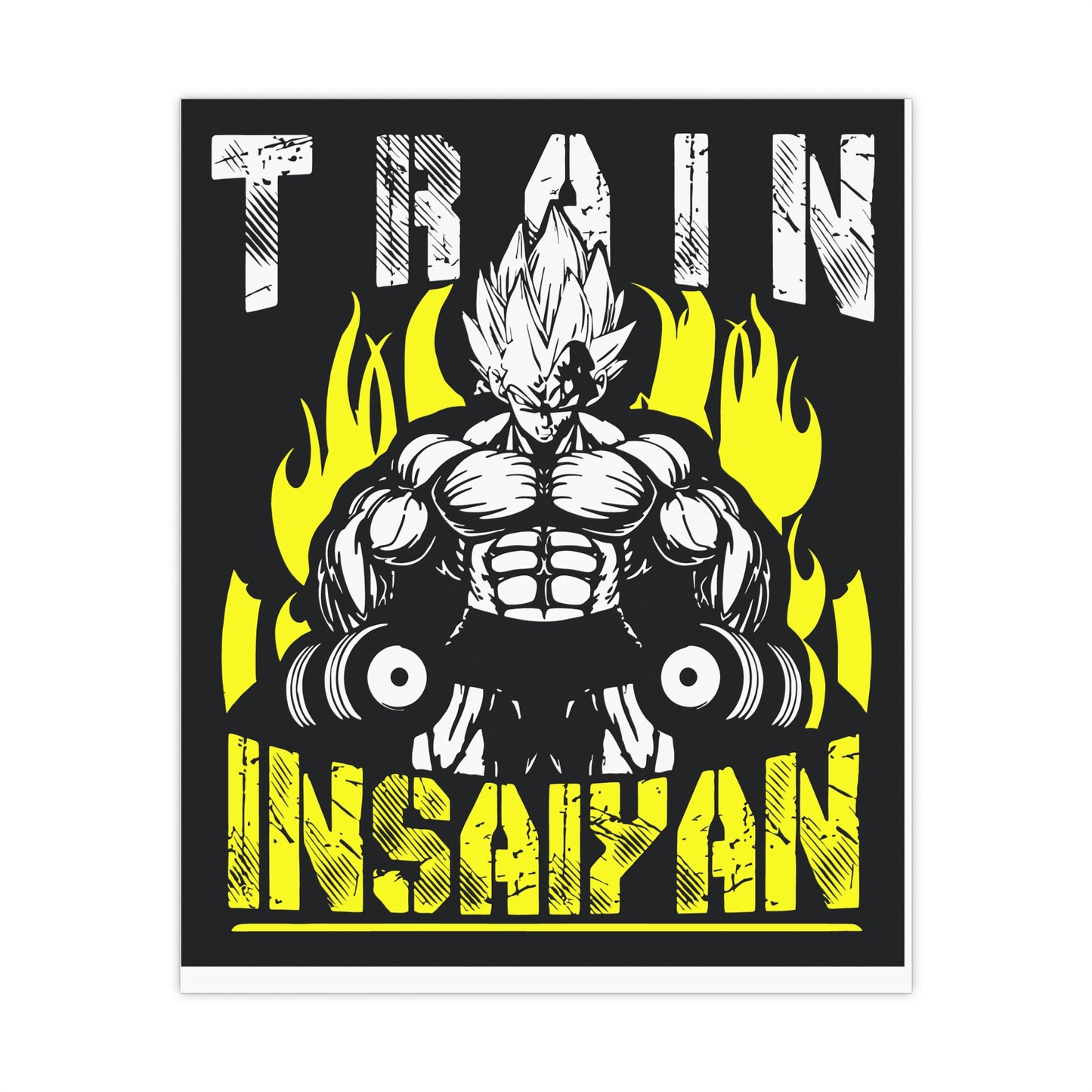 Fitness Motivation Matte Poster - Train Insaiyan Art for Home Gym Decor