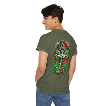 420 Cannabis Shield T-Shirt – Marijuana Leaf Stoner Graphic Tee