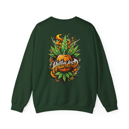 Halloween Pumpkin Graphic Sweatshirt — 'Halloween' Pumpkin & Leaves Illustration