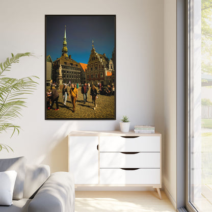 Riga Old Town Matte Canvas, Framed (Multi-color)