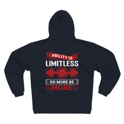Limitless Strength Unisex Hooded Zip Sweatshirt - Motivational Fitness Wear