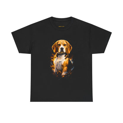Beagle Portrait T‑Shirt — Realistic Fiery Dog Art Tee for Dog Lovers