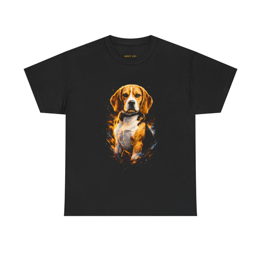Beagle Portrait T‑Shirt — Realistic Fiery Dog Art Tee for Dog Lovers