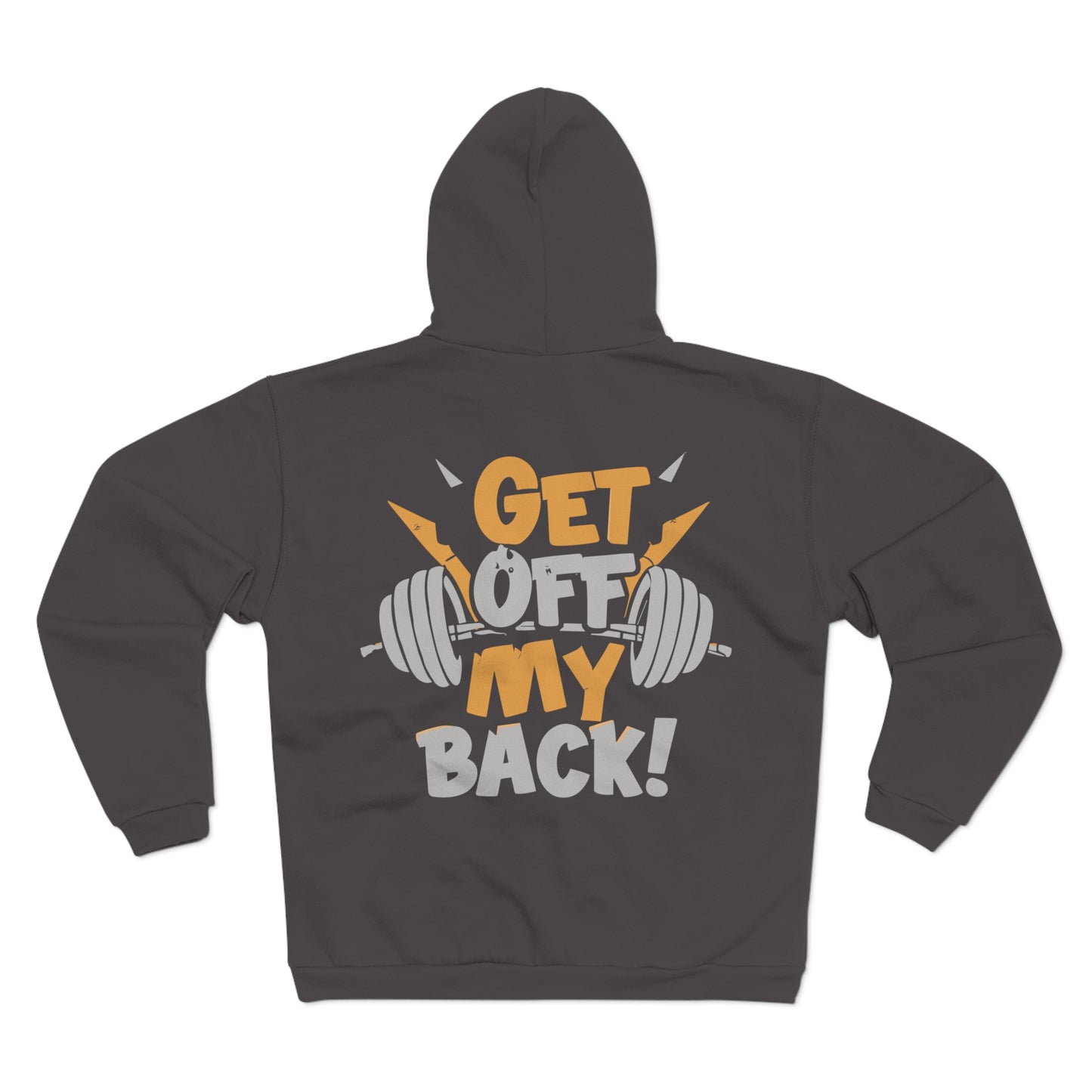 Funny Gym Hoodie - 'Get Off My Back!' Unisex Hooded Zip Sweatshirt