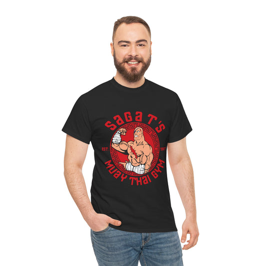Sagat's Muay Thai Gym Unisex Heavy Cotton Tee - Athletic Style for Fitness Enthusiasts Black
