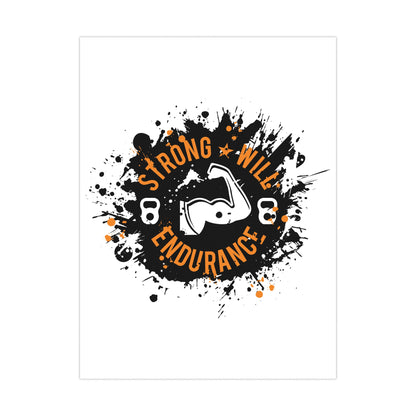 Motivational Fitness Matte Poster - 'Strong Will Endurance' Wall Art