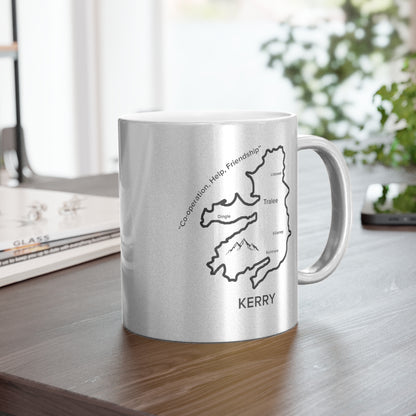 Kerry County Metallic Colour Mug - Silver/Gold - Perfect Gift for Coffee Lovers