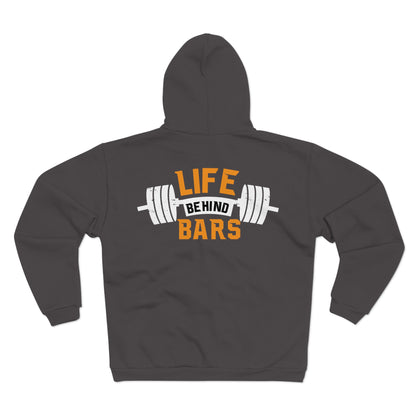 Life Behind Bars Unisex Hooded Zip Sweatshirt - Perfect for Gym Lovers
