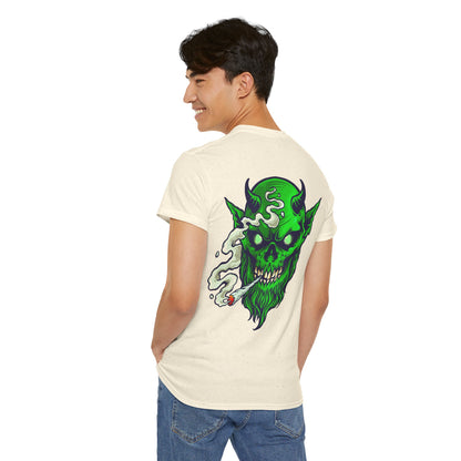 Smoking Green Demon Skull T-Shirt — Creepy Stoner Graphic Tee