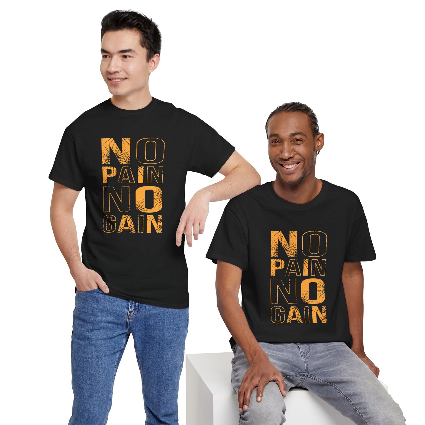 Inspirational Unisex Heavy Cotton Tee - "No Pain No Gain"