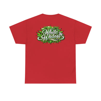 White Widow Graphic Tee — Cannabis Leaf Logo T-Shirt