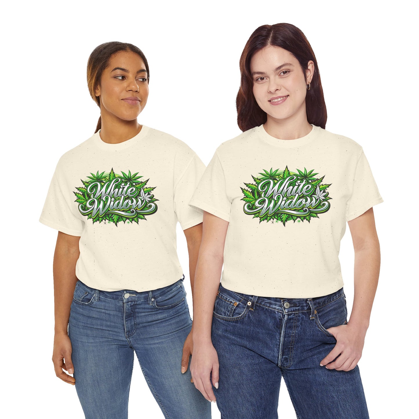White Widow Graphic Tee — Cannabis Leaf Logo T-Shirt