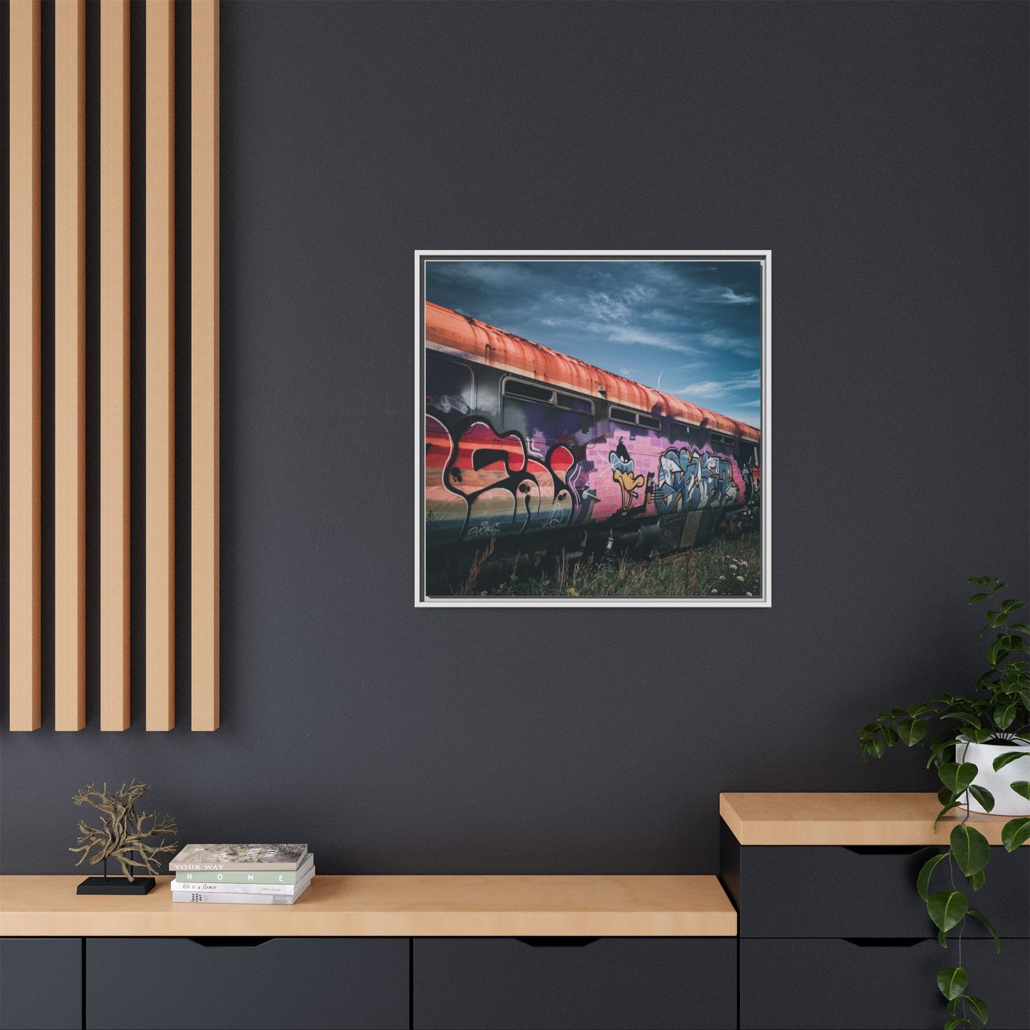Night Train Matte Canvas, Framed (Multi-color)