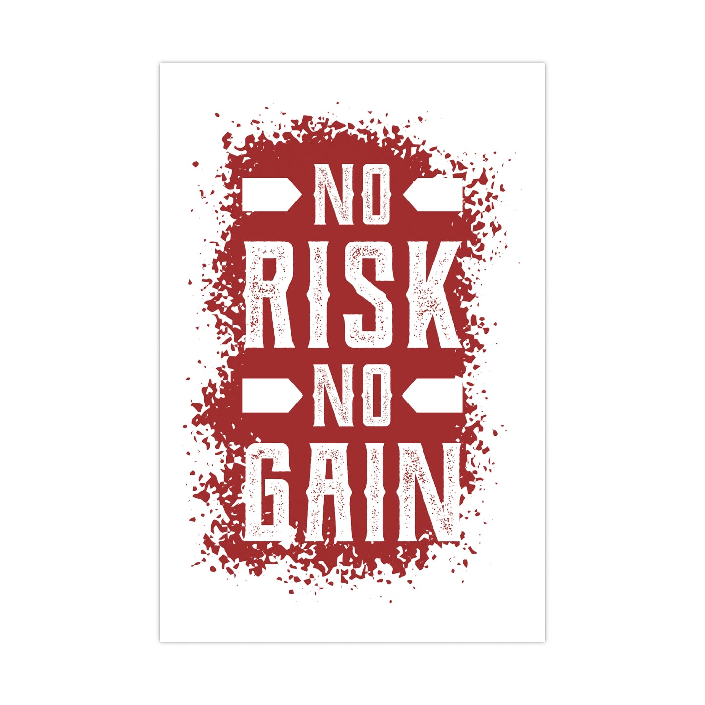 Motivational Matte Poster - "No Risk No Gain" Wall Art for Home Gym & Office Decoration
