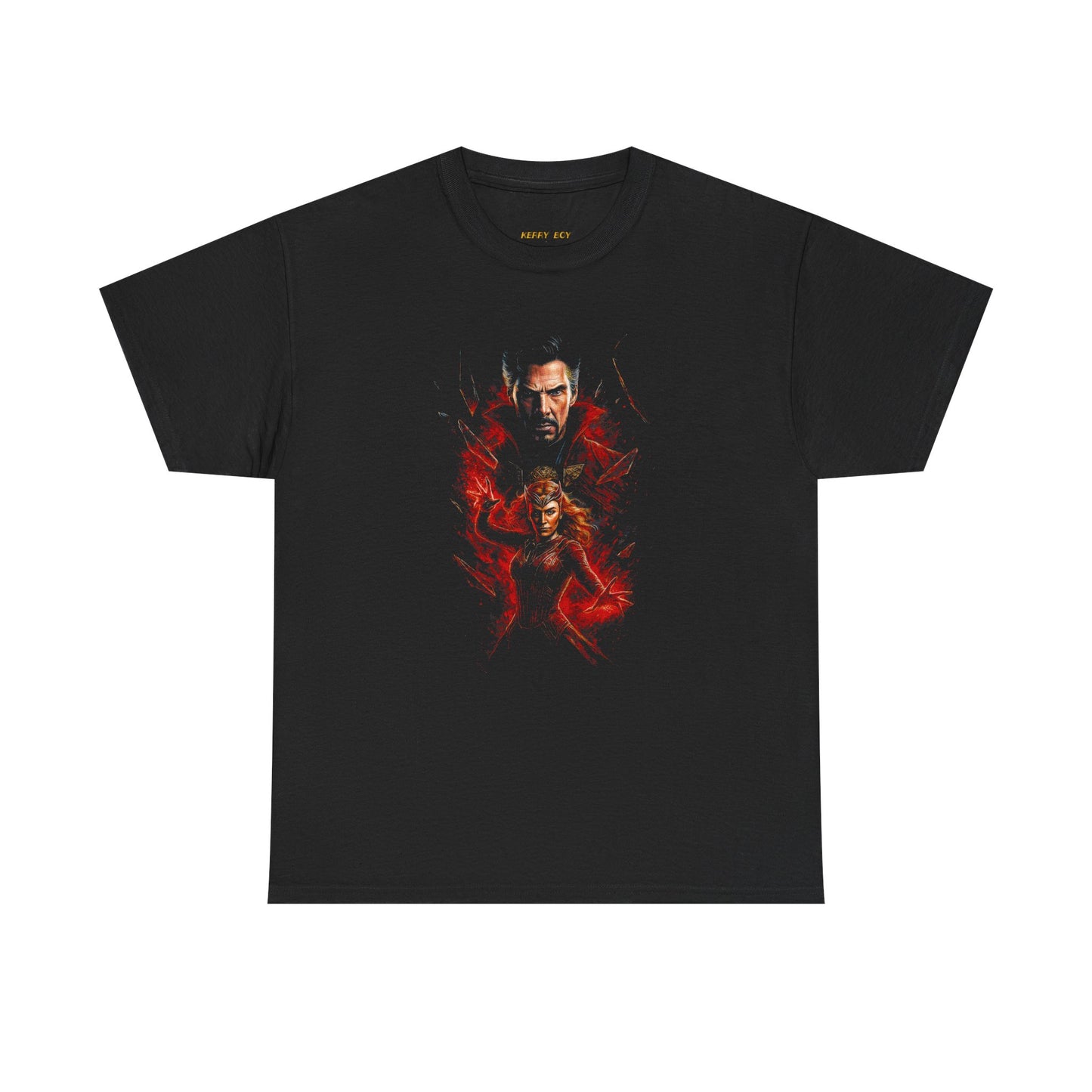 Graphic Tee — Dark Sorcerer & Enchanted Woman Red Flame Design