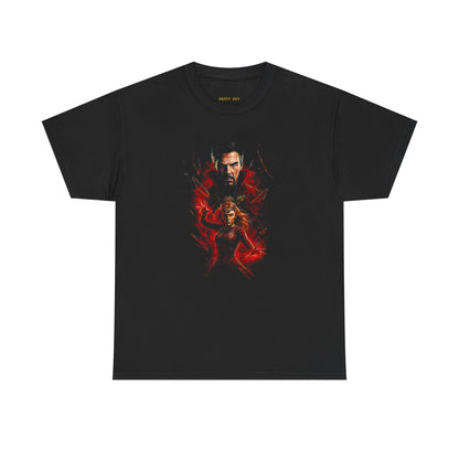 Graphic Tee — Dark Sorcerer & Enchanted Woman Red Flame Design