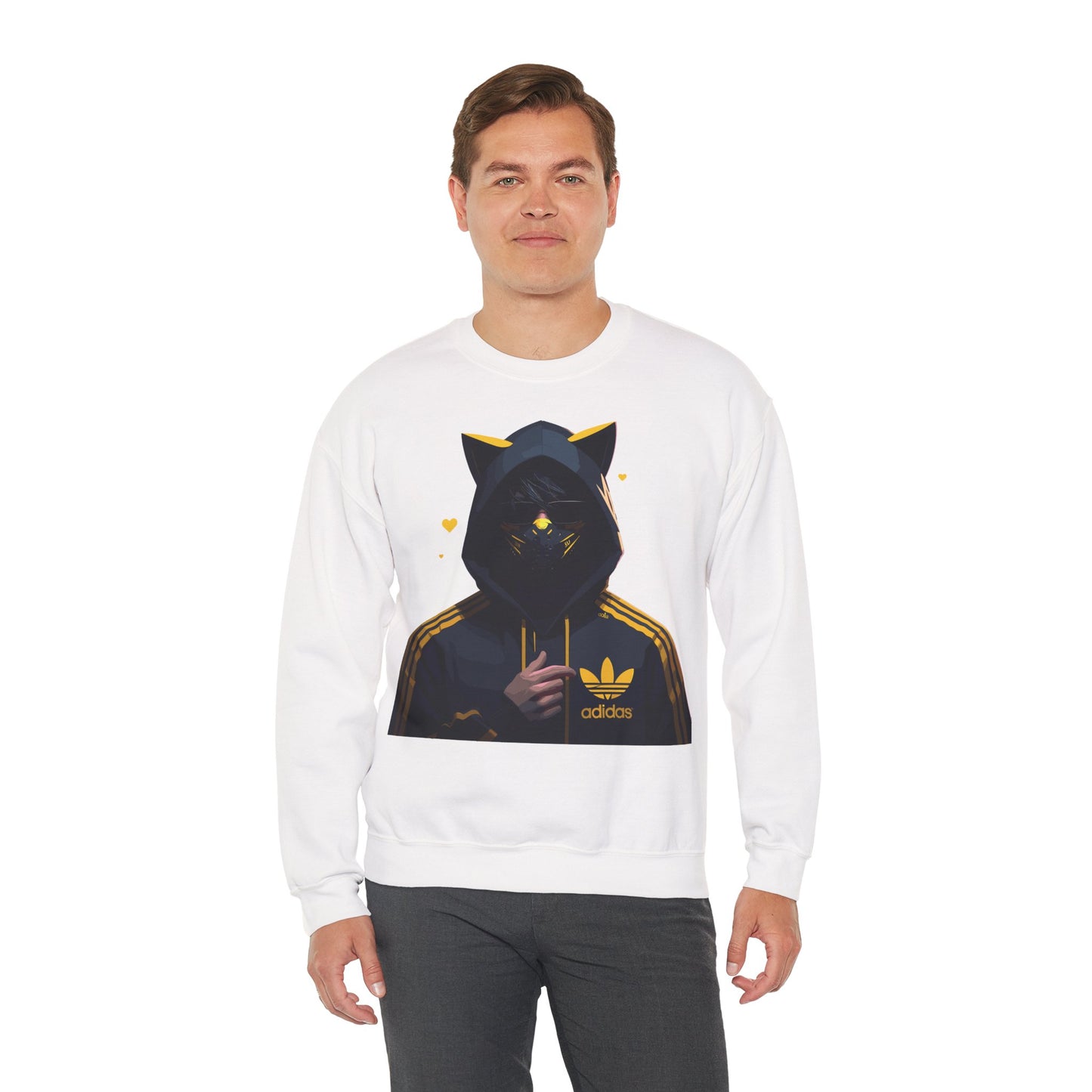 Graphic Unisex Heavy Blend™ Crewneck Sweatshirt - Cat Ears and Cool Vibes