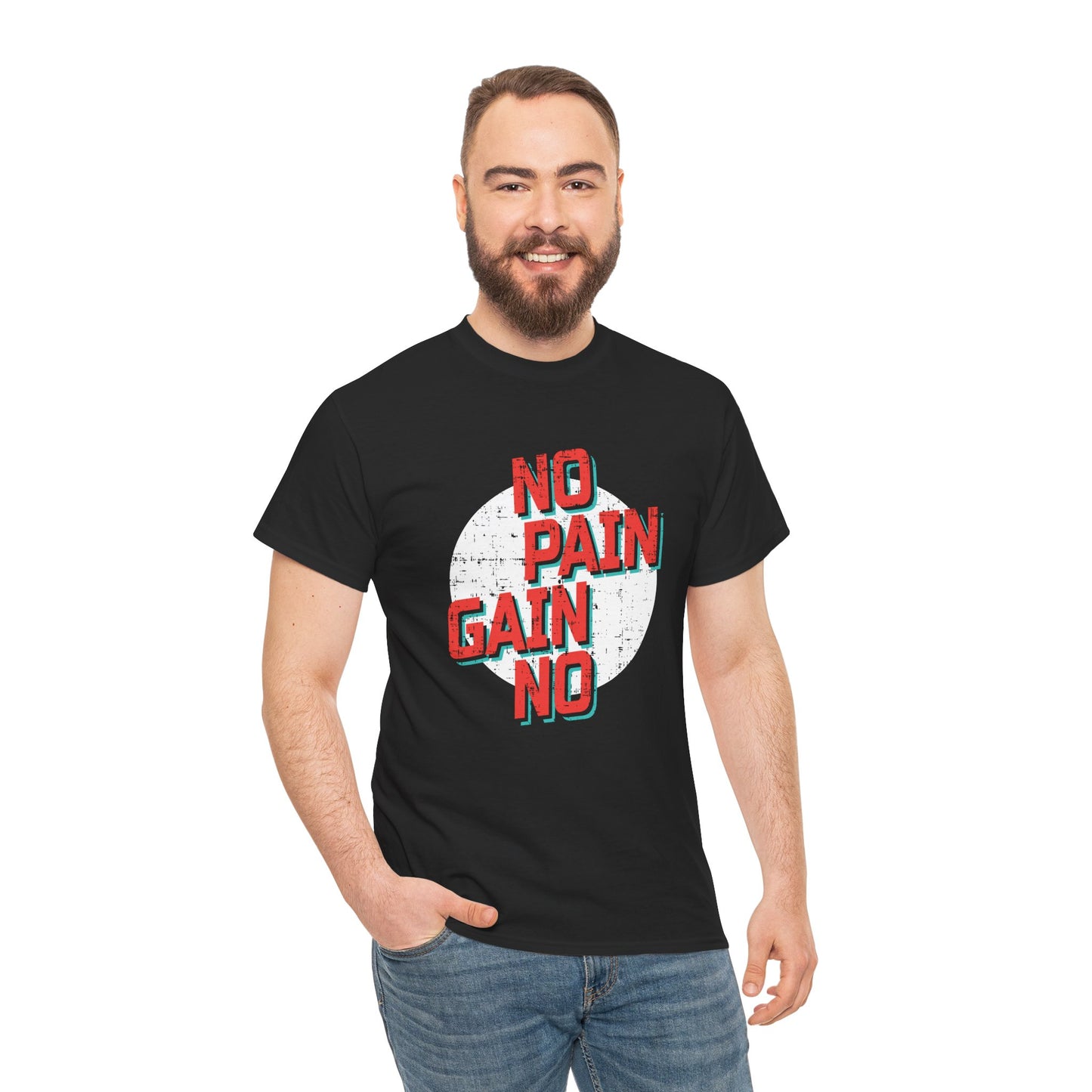 Motivational Workout Tee: 'No Pain No Gain' Unisex Heavy Cotton T-Shirt