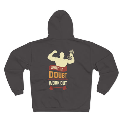 Motivational Fitness Zip-Up Hoodie - 'When in Doubt, Work Out'