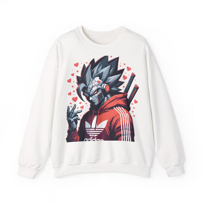 Anime-Inspired Unisex Crewneck Sweatshirt - Robot Heart Design