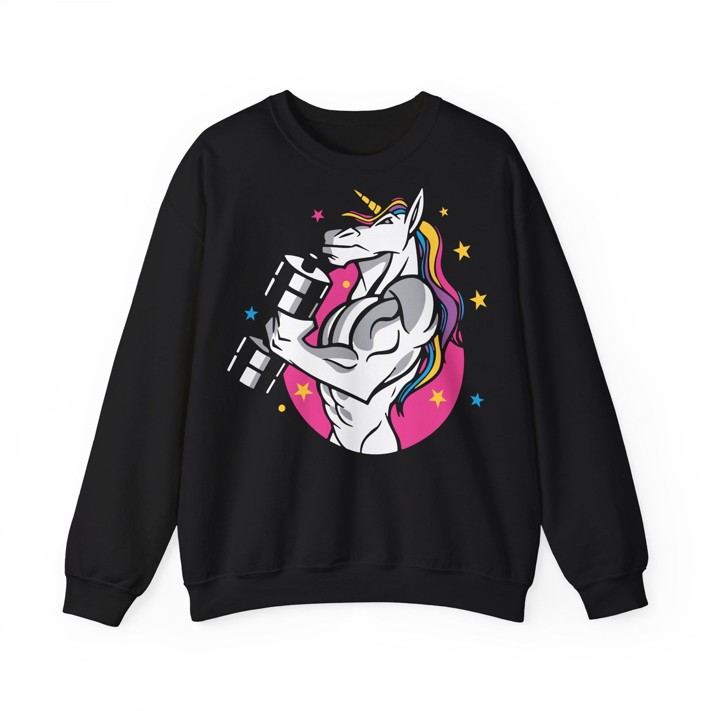 Muscle Unicorn Workout - Unisex Heavy Blend™ Crewneck Sweatshirt for Fitness Lovers Black