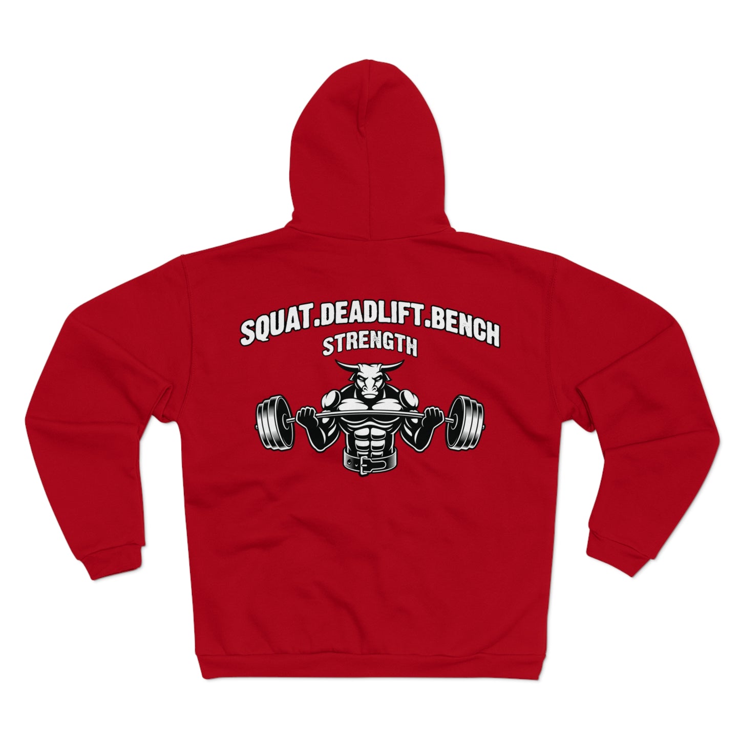 Strength Training Unisex Hooded Zip Sweatshirt - Squat, Deadlift, Bench Design