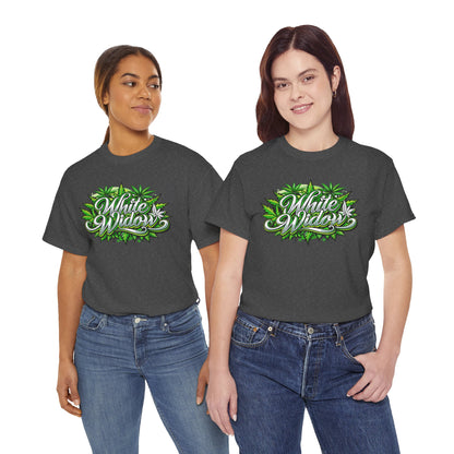 White Widow Graphic Tee — Cannabis Leaf Logo T-Shirt