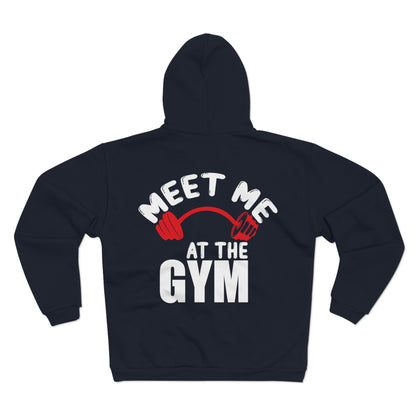 Unisex Gym Motivation Zip Hoodie - 'Meet Me at the Gym'