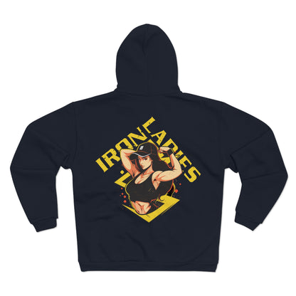 Unisex Hooded Zip Sweatshirt - Iron Ladies Inspirational Design for Fitness Enthusiasts