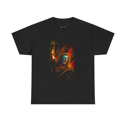 Braveheard Flame T-Shirt — Norse Shield & Sword Graphic Tee