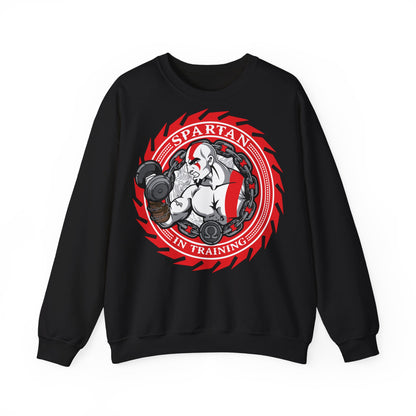 Spartan In Training Crewneck Sweatshirt for Fitness Enthusiasts Black